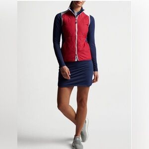 Peter Millar Red Lizzie Hybrid Puffer Vest Sz L